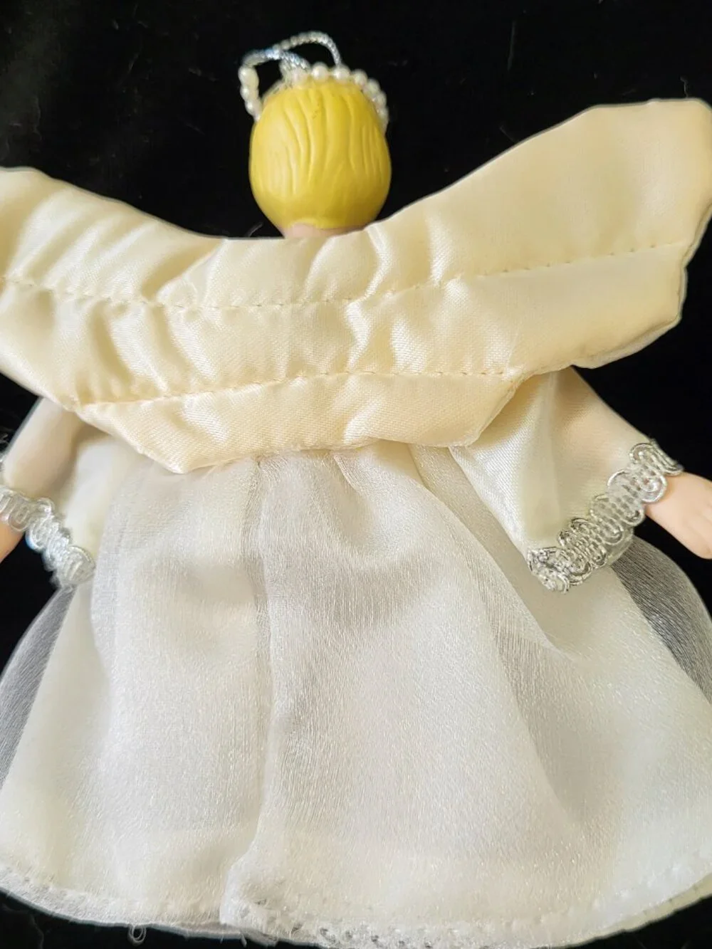 Vintage Porcelain Angel Christmas Ornaments Lot of 4 White Gold Silver Ivory